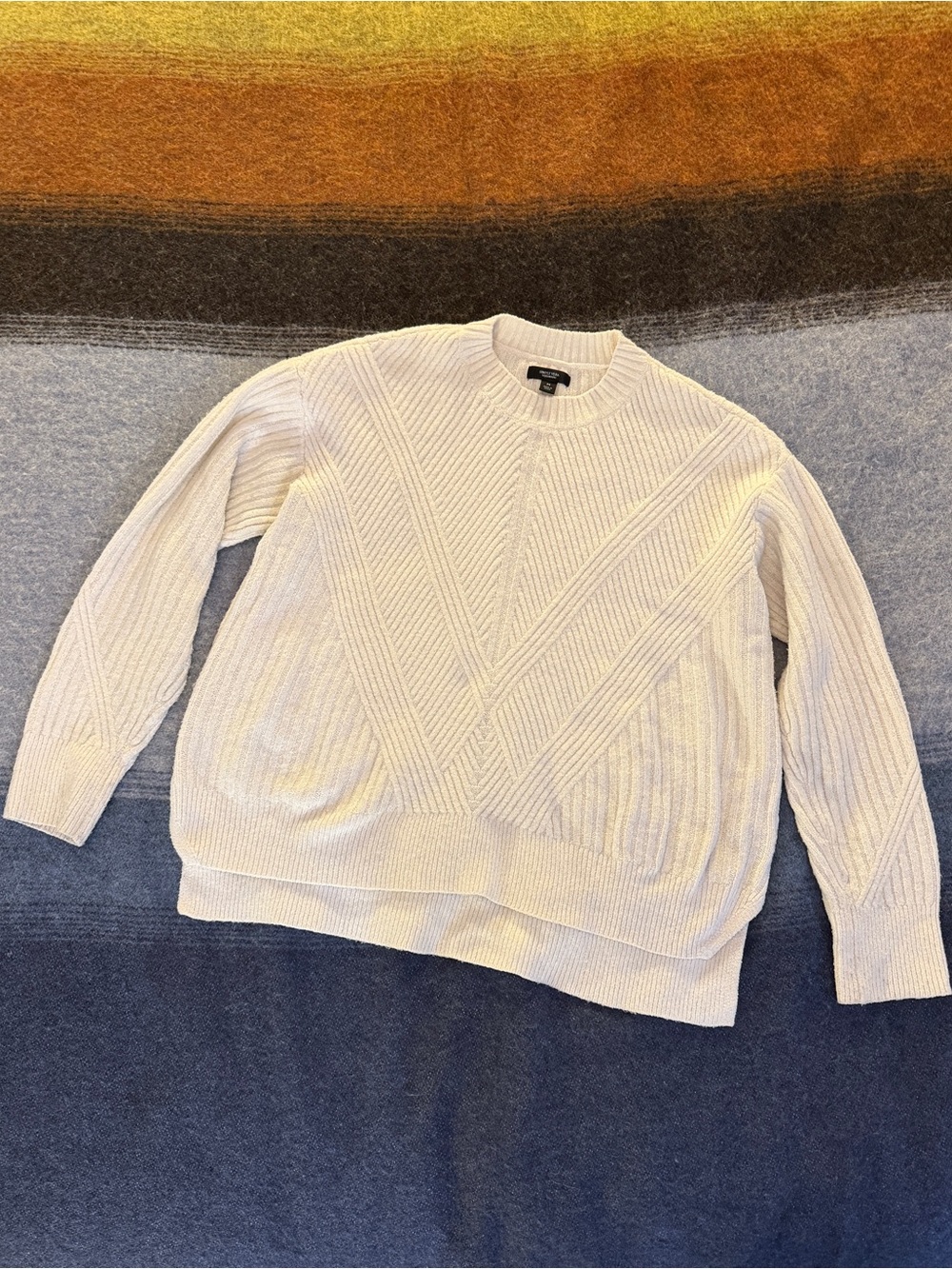 Simply Vera Vera Wang Cream Crewneck Textured Knit Sweater